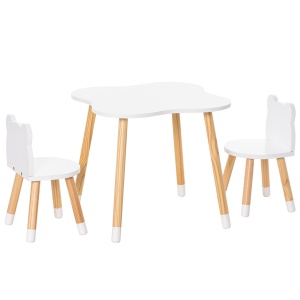 Qaba Set Masa & Scaun Lemn Copii – Pentru Joaca, Desen & Activitati - Img 1