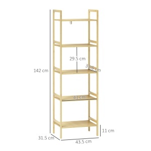 Raft de Depozitare pentru Baie cu 5 Niveluri, 43,5x31,5x142 cm, Lemn Natural - Img 3