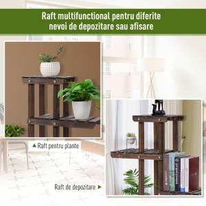 Raft pentru Flori – 4 Niveluri Lemn pentru Interior sau Gradina - Img 6