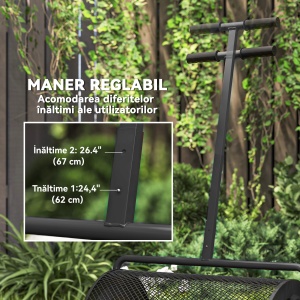 Răspânditor Compost de 75L cu Mâner Reglabil în Formă de T din Metal Negru - Img 6