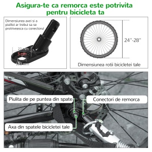 Remorca pentru bicicleta si carucior pentru caini, verde - Img 8