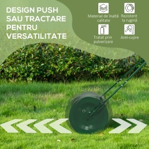 Rola de Gazon 63L, cu Lamă Răzuitor, din Metal, 123x58x40 cm, Verde Închis - Img 6