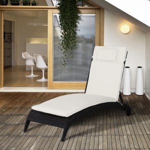 Saltea pentru Sezlong Scaun pentru Soare de Gradina, Alb,Crem,198x53x5cm - Img 2