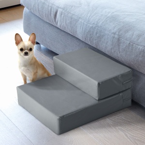 Scarita pentru Caini Saltea 2 in 1 din PU si Spuma de Cauciuc 45x39x20cm Gri - Img 2