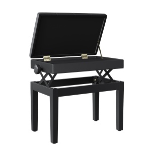 Scaun Băncuță pentru Pian cu compartiment depozitare, înălțime reglabilă 54.5x33x48-58cm, Negru, - Img 8