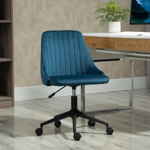 Scaun Birou Catifea Albastru – Reglabil & Pivotant 360° - Img 2