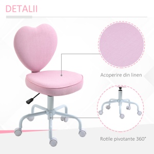 Scaun Birou Copii – Forma Inima, 5 Roti & Suport Rotativ - Img 6