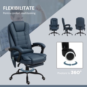 Scaun Birou Ergonomic cu 7 Puncte de Masaj și Suport Picioare Reglabil, Albastru - Img 7
