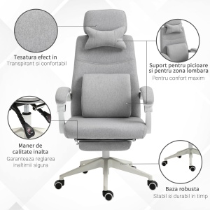 Scaun Birou Gri – Reglabil si Rotativ Ergonomic - Img 7