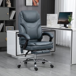 Scaun de Birou cu Masaj, Încălzire, Înălțime Reglabilă și Suport pentru Picioare, 67x67x113-121 cm, Gri - Img 2