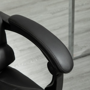 Scaun de Birou din Piele artificiala Neagra Inaltime Reglabila cu Spatar Rabatabil la 145° si Suport pentru Picioare, 64,5x69x117-127 cm - Img 8