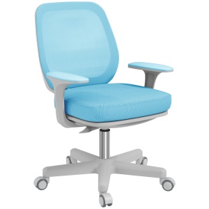 Scaun de Birou Ergonomic cu Înălțime Reglabilă, Scaun Rotativ și Respirabil cu Înclinare, 55x48x82.5-94.5 cm, Albastru