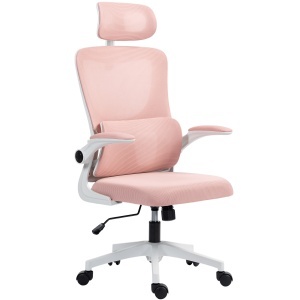 Scaun de Birou Ergonomic cu Tetieră Detașabilă Roz