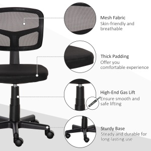 Scaun de Birou Ergonomic din Plasa, Negru - Img 7