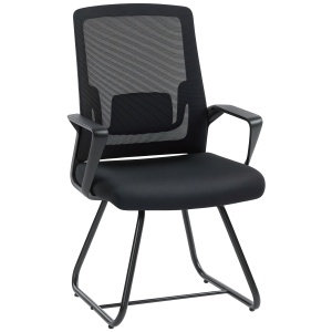 Scaun de birou ergonomic fără roți, cu brațe, pentru sală de așteptare, negru - Img 1