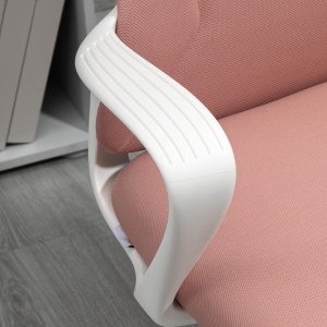 Scaun de birou ergonomic și căptușit, cu înălțime ajustabilă și balans, 62x56x110-119,5 cm, roz - Img 9