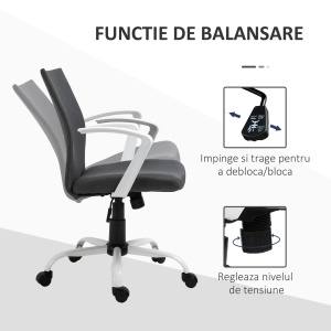Scaun de Birou Ergonomic și Pivotant pentru Birou, Gri Închis - Img 5