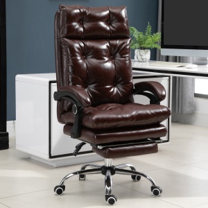 Scaun de Birou Ergonomic Suport pentru picioare Detasabil Inaltime Reglabila Maro - Img 2
