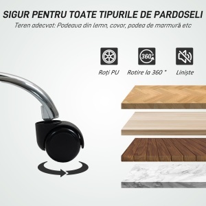 Scaun de Birou Reglabil pe Înălțime cu Tapițerie cu Nasturi Alb - Img 7
