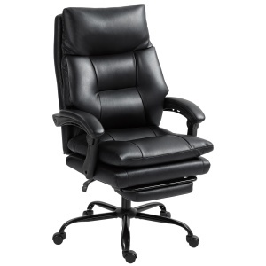 Scaun de Birou Reglabil pe Înălțime și Reclinabil până la 135°, din Piele PU Neagră, 65x76x113-121 cm - Img 1
