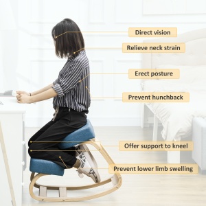 Scaun Ergonomic cu Suport pentru Genunchi din Lemn de Mesteacăn, 51x69x58 cm, Albastru - Img 5