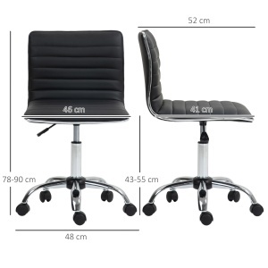 Scaun Ergonomic de Birou din Piele Ecologică cu Înălțime Reglabilă, Șezut Rotativ și 5 Rotile, 48x52x90 cm, Negru - Img 3
