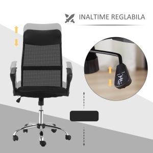 scaun ergonomic de birou, insertie plasa, negru - Img 4