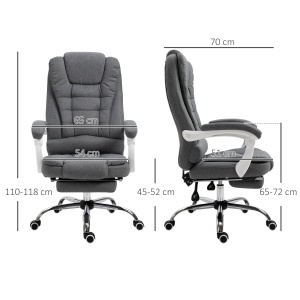 Scaun Ergonomic de Birou Reglabil cu Suport pentru Picioare, Spătar Înalt și Brațe, 65x70x115-123 cm, Gri - Img 3