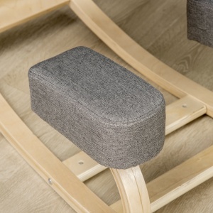 Scaun ergonomic din lemn cu perna captusita din spuma de cauciuc, 51x69x58, Gri - Img 9