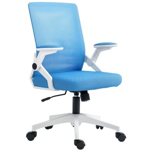 Scaun Ergonomic Reglabil pe Înălțime cu Cotiere de Ridicare, Scaun de Birou Pivotant din Poliester, 54x54x89-99 cm, Albastru - Img 1