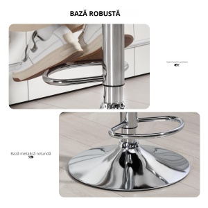 Scaun inalt de bar cu Spatar si Brate, Reglabil, Rotativ - Img 7