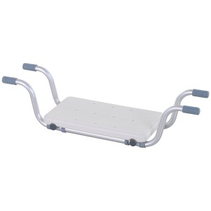 Scaun pentru Cadă din Aliaj de Aluminiu, Plastic și Lățime Reglabilă, 73-83x22x18 cm, Alb - Img 1