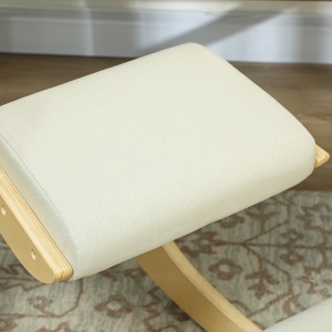 Scaun pentru Genunchi cu Mișcare de Legănare, Scaun Ergonomic Postural din Material Textil, 55x85x55 cm, Alb Crem - Img 8