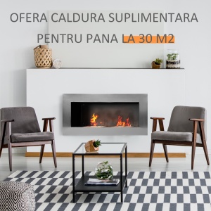 Șemineu pe Bioetanol Inox 110×54×14 cm cu 2 Arzătoare, Capacitate 1.5L, Șemineu Ecologic Suspendat pentru Interior - Img 4