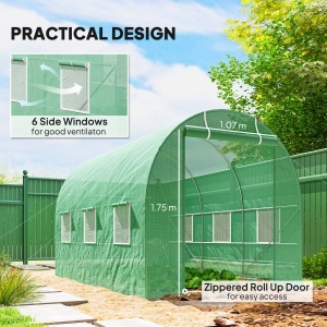 Seră de Grădină cu Ferestre, Ușă și Acoperiș Rotunjit, 3.5x2x2m, Verde - Img 6