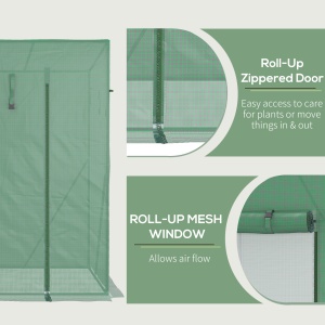 Sera de gradina din PE si otel cu 4 carlige, 2 ferestre laterale si copertina superioara ranforsata, 200x77x148-169 cm - Img 5