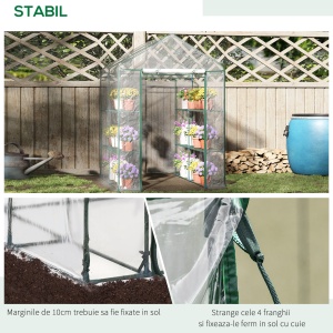 Seră de Grădină, Seră în Aer Liber, Seră de Balcon cu Rafturi pentru Plante Legumicole, 1,43x1,43x1,95 m, Transparentă - Img 5