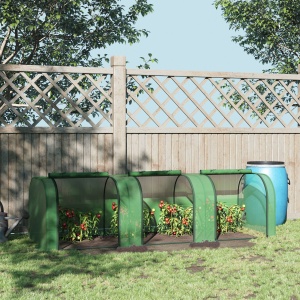 Sera de Gradina tip Tunel din Otel si Plastic PP cu Usi care se Ruleaza 295x100x80 cm, Verde - Img 2