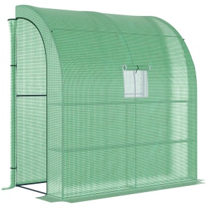 Sera de Perete cu 2 Rafturi pentru Plante si Flori din Otel si PE, 200x100x213cm - Verde - Img 1