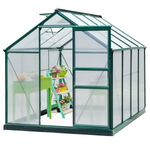 Sera de Plante Mare 183 x 244 x 213 cm pentru Curte, Uz Exterior, cu Fereastra si Usa, Cadru de Aluminiu, Placi BC - Img 1