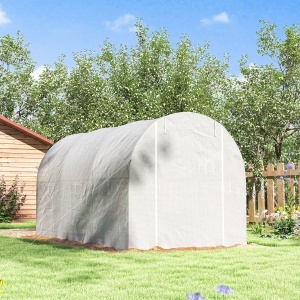 sera gradine3,5 x 2 x 2 m, cadru mare din otel galvanizat, tunel din polietilene pentru gradina, alb - Img 9
