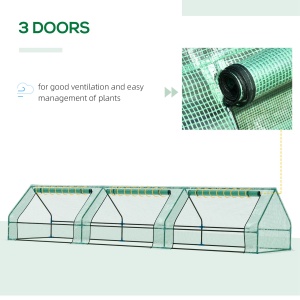 Seră pentru Grădină Impermeabilă și Rezistentă la UV cu 3 Ferestre Rulante, 400x100x80 cm, Verde - Img 6