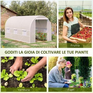 Seră Tunel Grădină 4×2×2 m, Cadru Oțel Galvanizat, Prelată PE, 6 Ferestre Rulabile, Ventilație și Protecție UV - Img 7