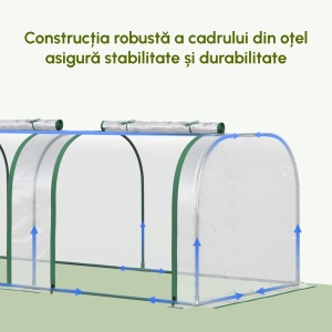 Sera Tunel PVC & Otel – 295×100×80 cm, Cu Usi Fermoar - Img 4