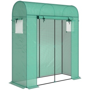Sera Verticală pentru Balcon cu Ușă și Ferestre Rulabile, Sera pentru Grădină cu Structură din Oțel și Acoperiș din PE, pentru Plante, Legume, Flori, Fructe, Anti UV, 170x68x200 cm, Verde - Img 1