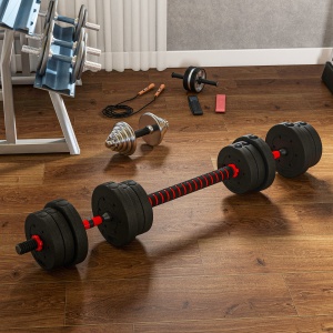 Set 2 Gantere cu 12 Discuri de 20 kg Total și Conector, Negru - Img 8