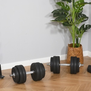 Set 2 Gantere de 30kg in Total, cu 16 Discuri din Otel si Pastic - Img 2