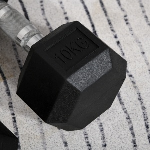 Set 2 gantere hexagonale de 10kg din metal si cauciuc pentru antrenamente acasa si la birou, negru - Img 9