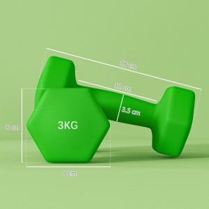 Set 2 Greutăți Hexagonale cu Gantere Pereche cu Prindere Antiderapantă pentru Antrenament de Fitness Acasă, 18x7x7 cm, Verde - Img 3