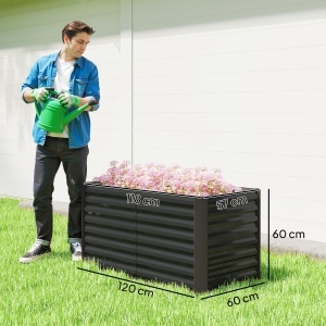 Set 2 Jardiniere Gradina inaltate 120×60×60 cm – Otel Galvanizat - Img 3